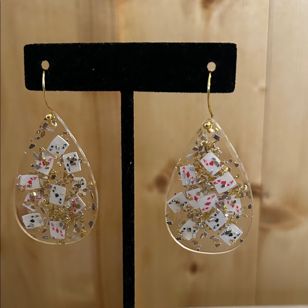Teardrop Playing Card Earrings ♥️
